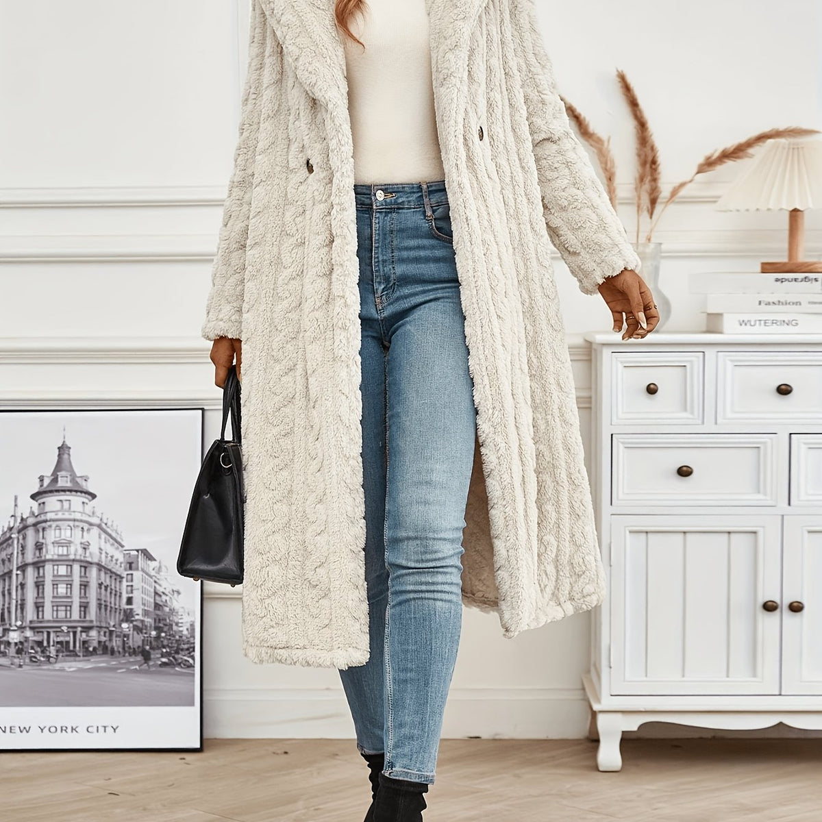 Hooded Faux-Trim Coat