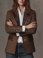 Gisèle | Chevron Print Paneled Blazer