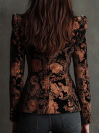 Bertille | Floral Printed Black and Bronze Tailored Blazer