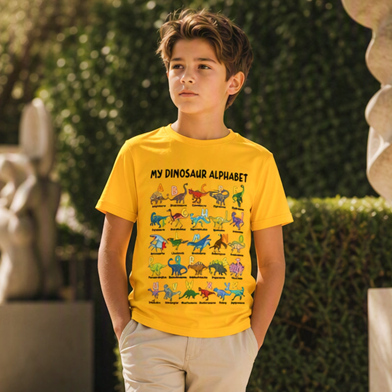 🔥🎁 New Arrival: Half-Price Offer 🔥 Children's T-shirt with Dinosaur and Letter Prints