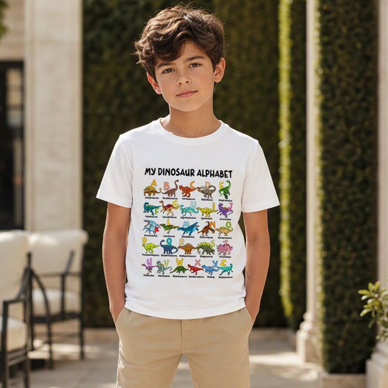 🔥🎁 New Arrival: Half-Price Offer 🔥 Children's T-shirt with Dinosaur and Letter Prints