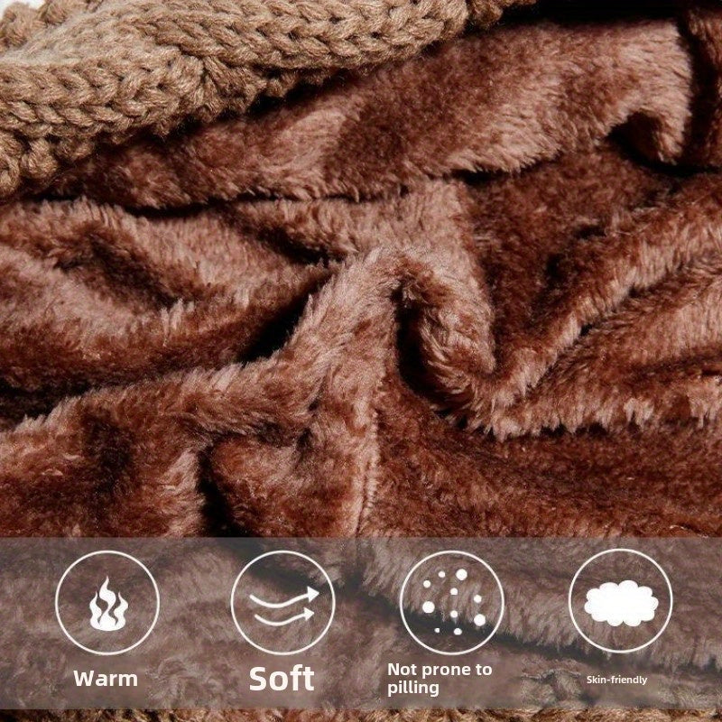 Autumn 1pc 3pcs Pom-Pom Additions Yarn Fleece Hat Women Winter All-Match Scarf All-In-One Hat Cute Pom-Pom Ear Protection Thick Warm Hat