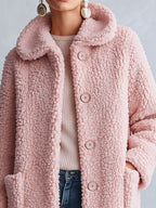 Stylish and Warm Pink Fleece Hooded Coat