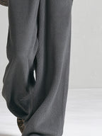 Chic Casual Leopard-Print Trim Grey Fleece Jumpsuit
