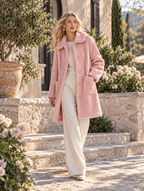 Stylish and Warm Pink Fleece Hooded Coat