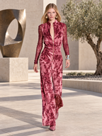 Edgy Chic Camo Print Sheer Lace Sleeves Velvet Jumpsuit