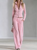 Retro Sporty Quilted Stitch Polar Fleece Zip Jacket And Pants Set