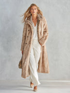 Stylish And Warm Leopard-Print Collar Faux Fur Coat