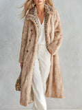 Stylish And Warm Leopard-Print Collar Faux Fur Coat