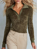 Elegant And Warm Olive Green Faux Mink Sweater