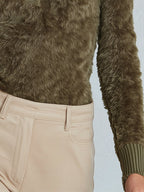 Elegant And Warm Olive Green Faux Mink Sweater