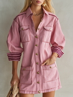 Dusty Pink Button Front Utility Mini Dress