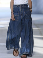 Casual Loose Graffiti Multi-Pocket Jeans