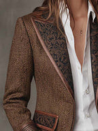 Gisèle | Chevron Print Paneled Blazer