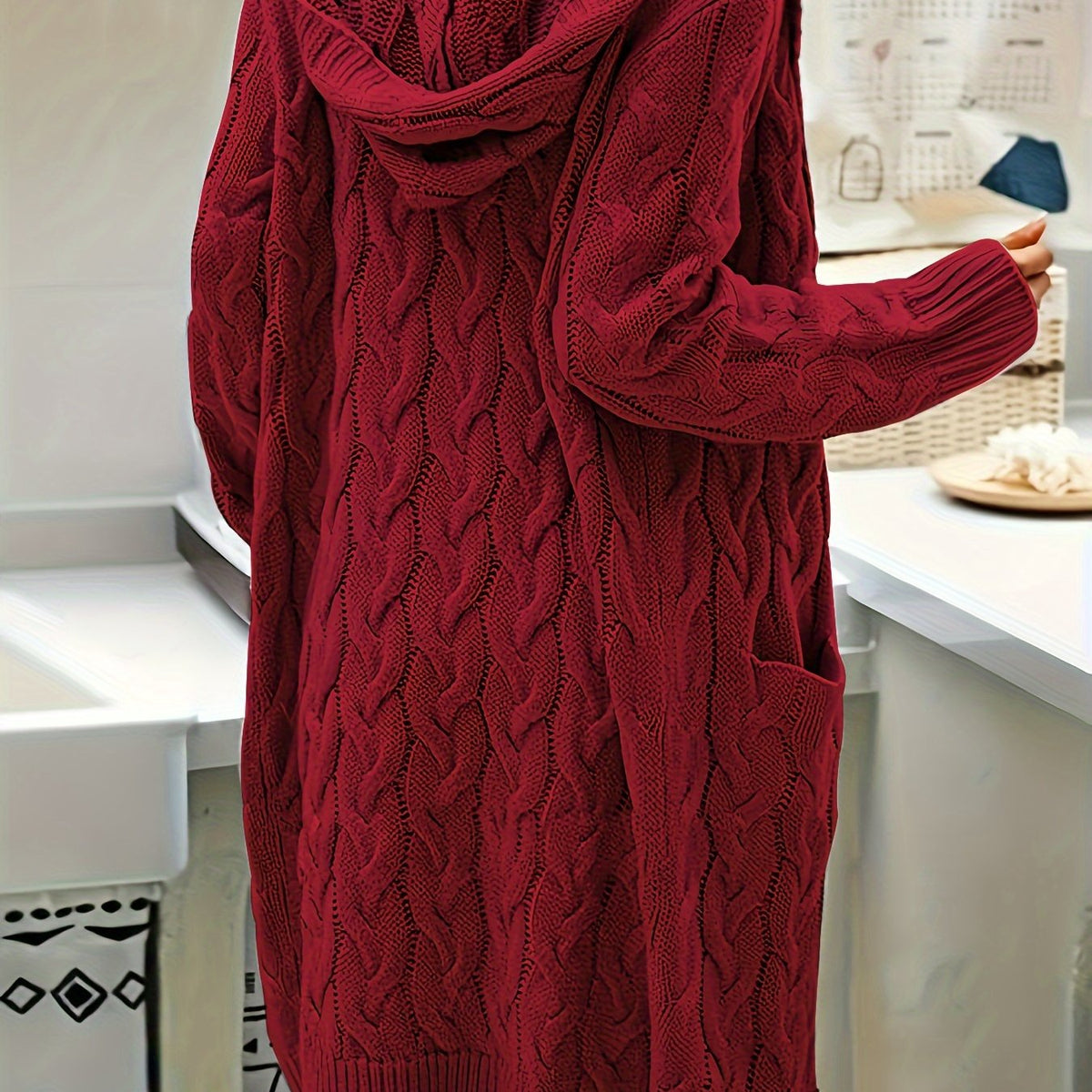 Collarless Sweater Cardigan