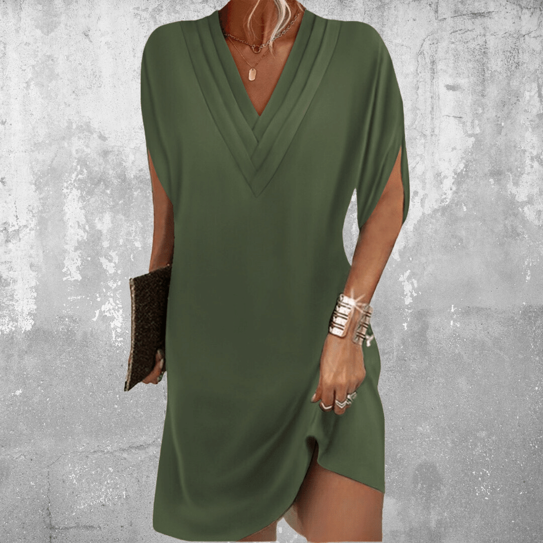 Esra | V-Neck Wrap Midi Dress for Women