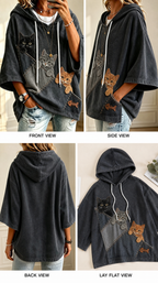 3D Cat Print Hoodie