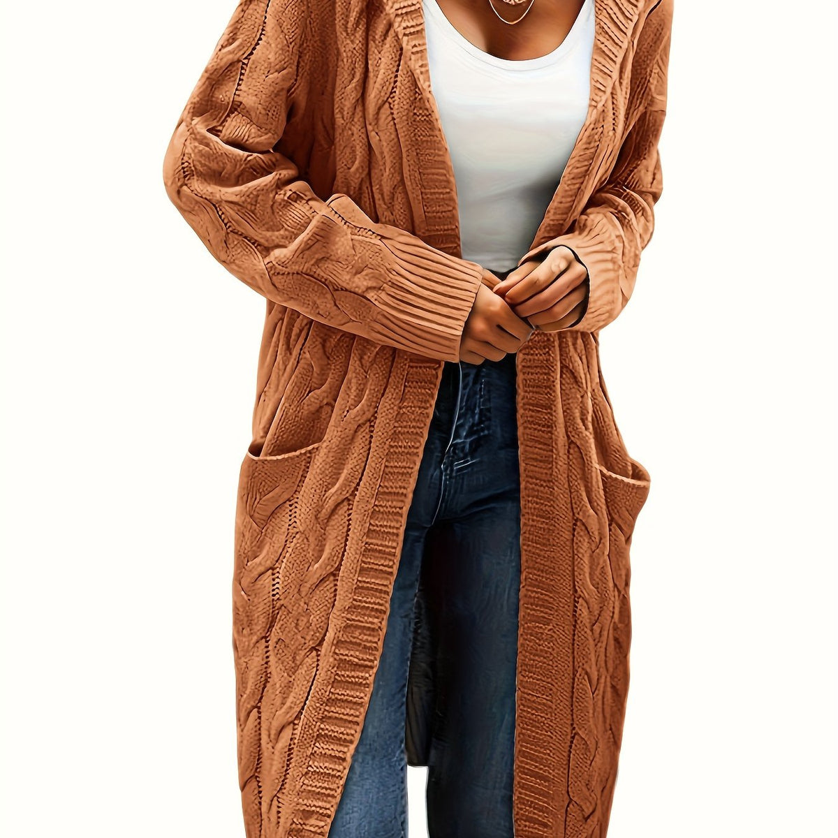 Collarless Sweater Cardigan