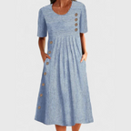 Helena | Striped Button-Front Midi Dress for Women