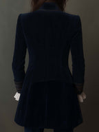 Athenaïs | Vintage Long Embroidered Navy Blue Jacket