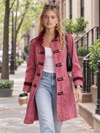 Pink Military Style Gold Button Longline Jacket