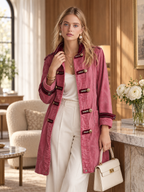 Pink Military Style Gold Button Longline Jacket