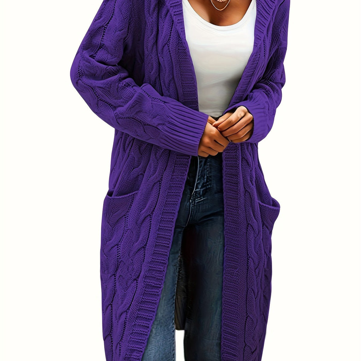 Collarless Sweater Cardigan