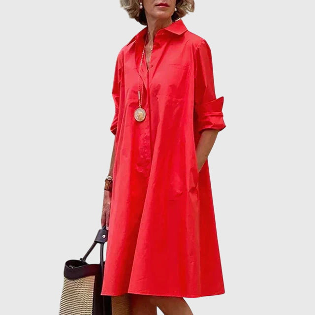Jolie | Midi Shirt Dress with Pockets for Women