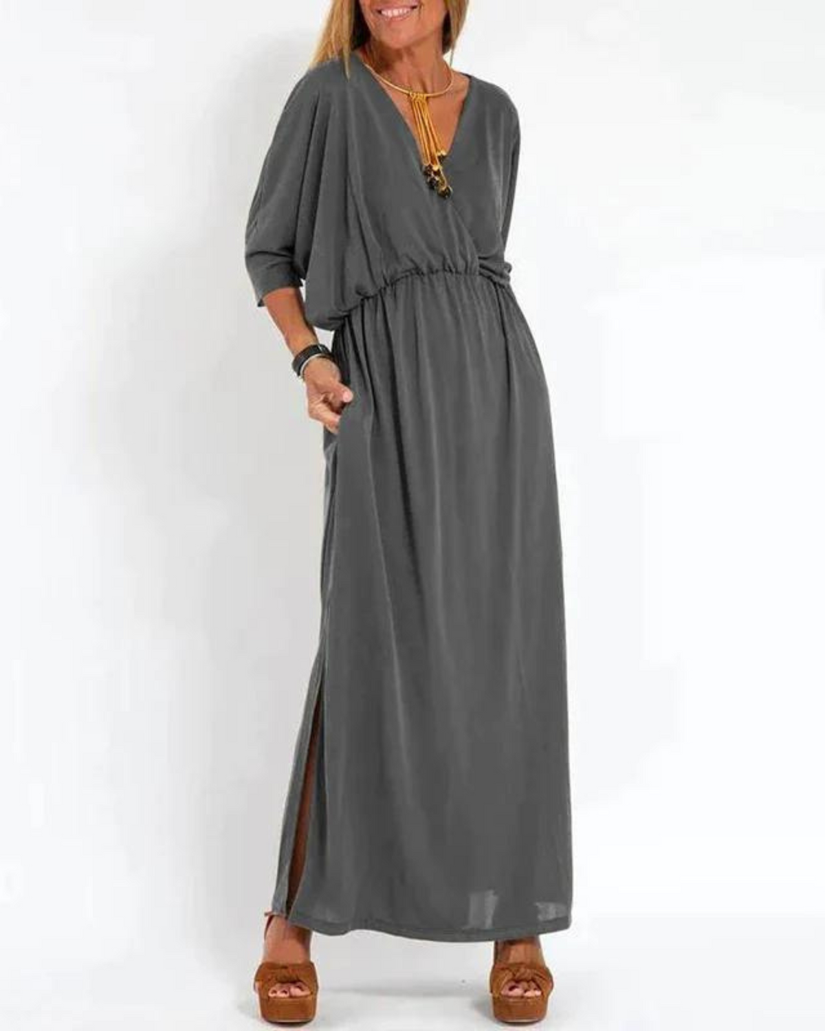 Denise | Maxi Dress with Short Sleeves for Women