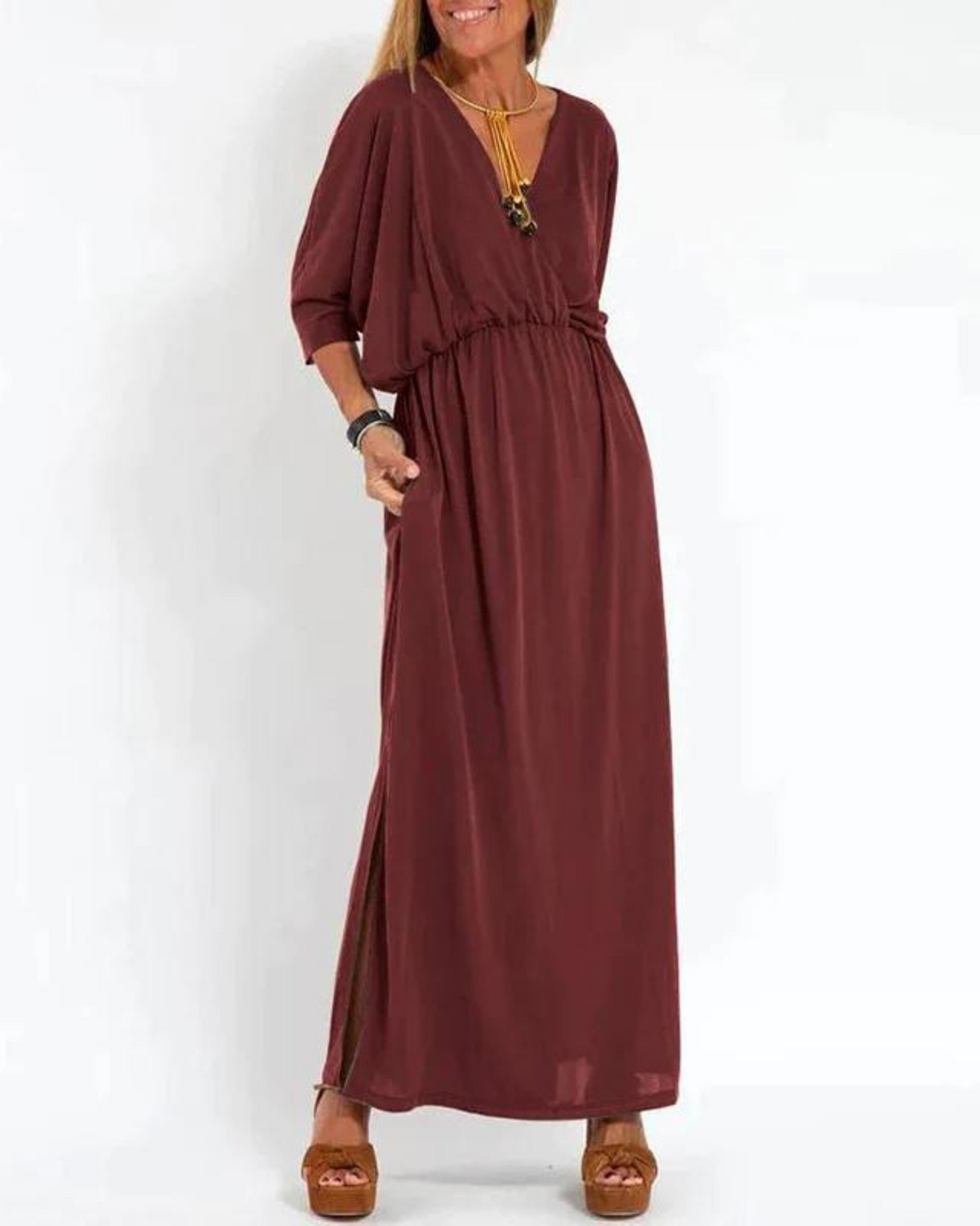 Denise | Maxi Dress with Short Sleeves for Women