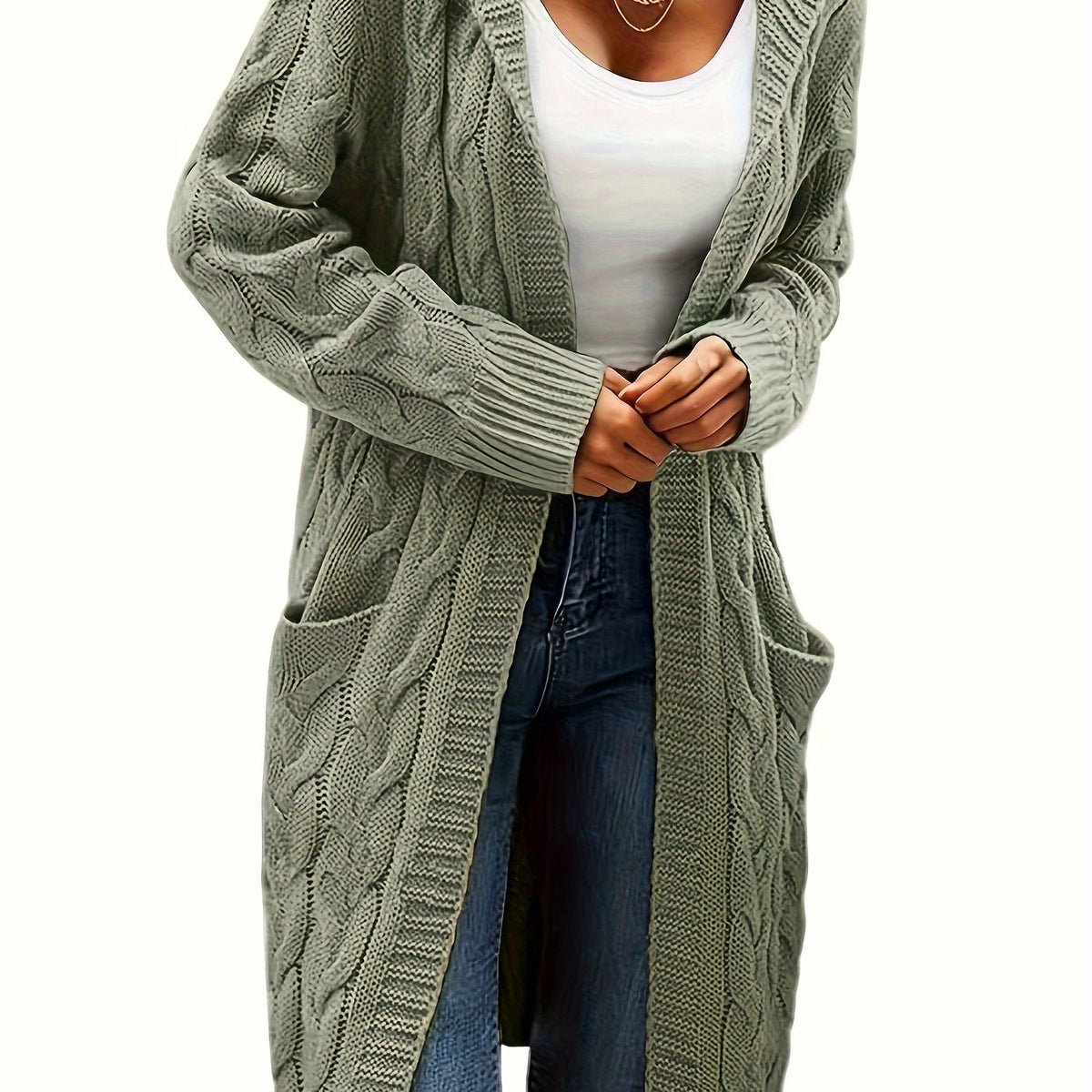 Collarless Sweater Cardigan