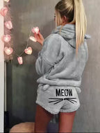 [Women's Hooded Set] Fashion Women's Casual Solid Color Long Sleeve Hooded Set