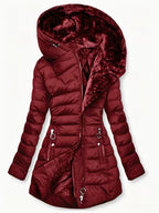 Women's Hooded Coat, Winter New Mid-Length Fleece-Lined Warm Loose, Selected Premium Fabric, Lightweight Warm Fashion Design, Contouring Fit, Suitable for Various Occasions, Whether Urban Commute Or Outdoor Leisure, Showcasing Your Unique Charm