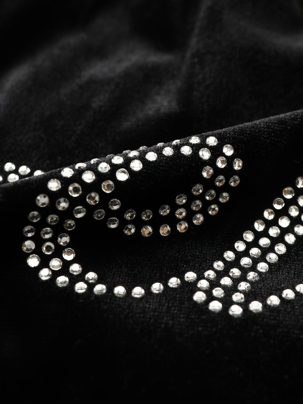 Spring/Summer Black Rhinestone Decorated Hooded Zipper Top and Pocket Pants Women's Casual Suit