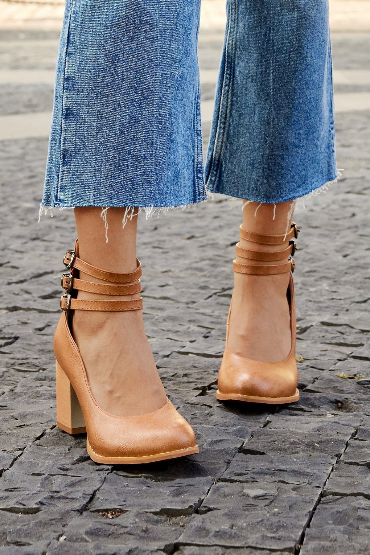 Johanna | Triple Buckle Block Heel Ankle Boots for Women