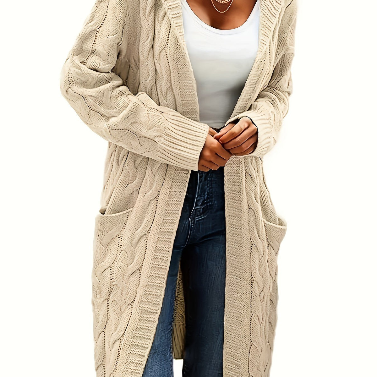 Collarless Sweater Cardigan