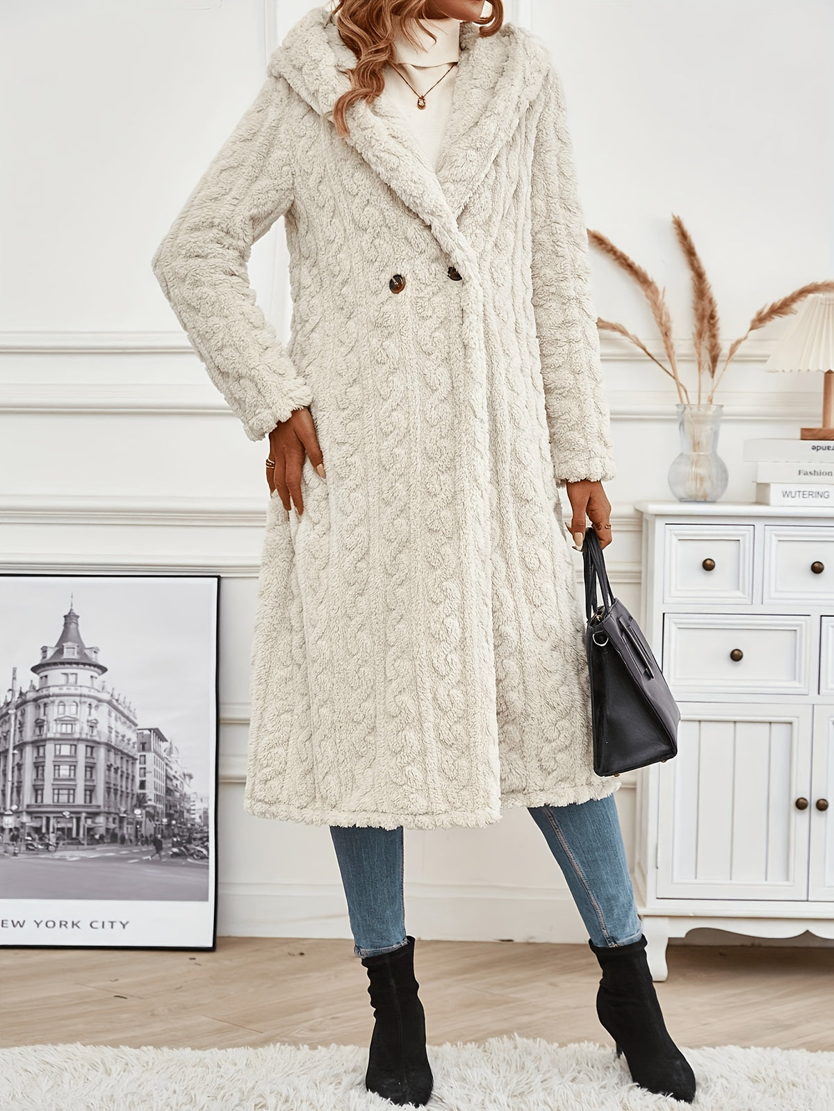 Women's Fashion Casual Hooded Faux Trim Warm Long for Autumn/Winter