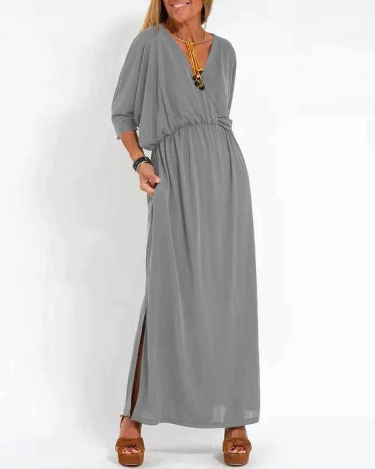 Denise | Maxi Dress with Short Sleeves for Women