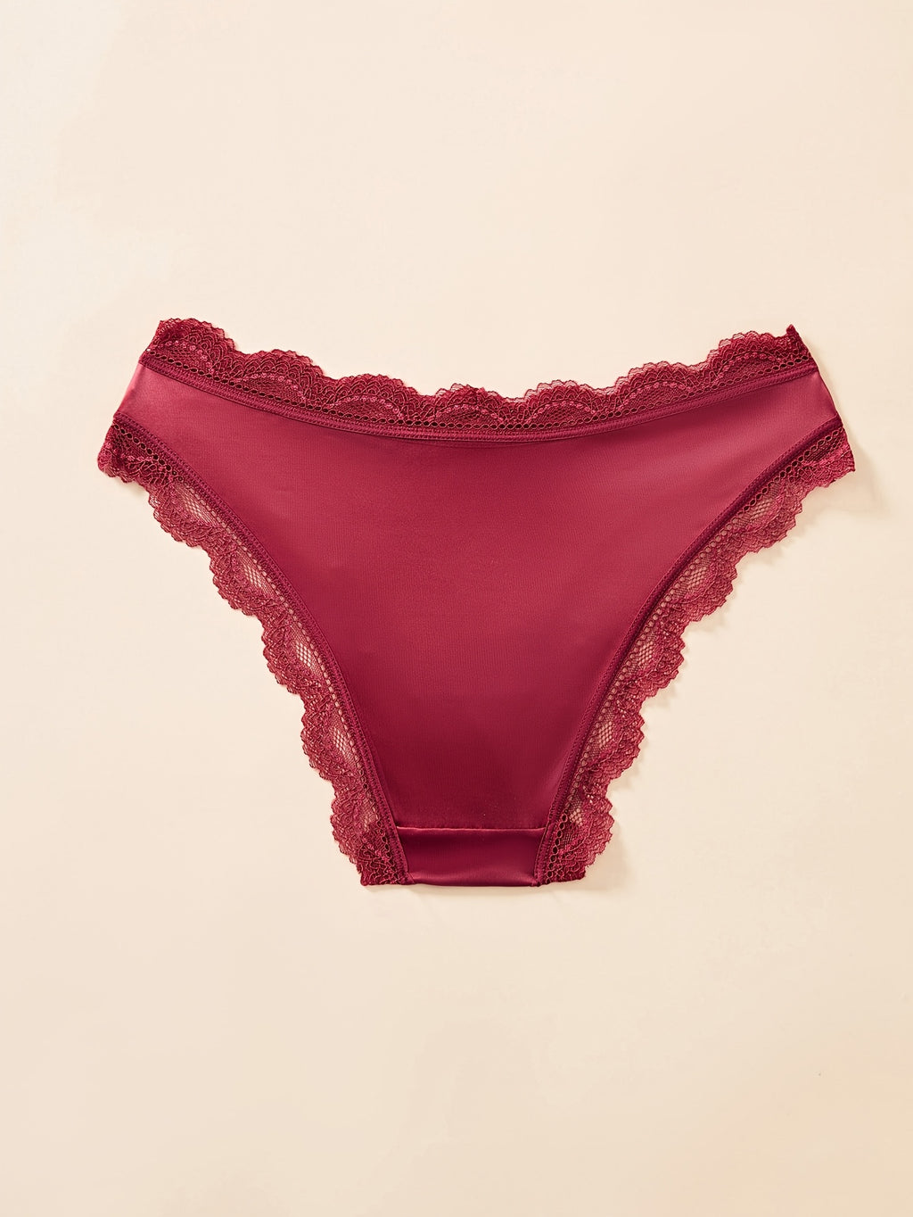 [Lace Trim Briefs] Women's Plus Size Slip-Through Patchwork Lace Trim Elegant Sexy Close-Fitting Comfortable Soft Briefs