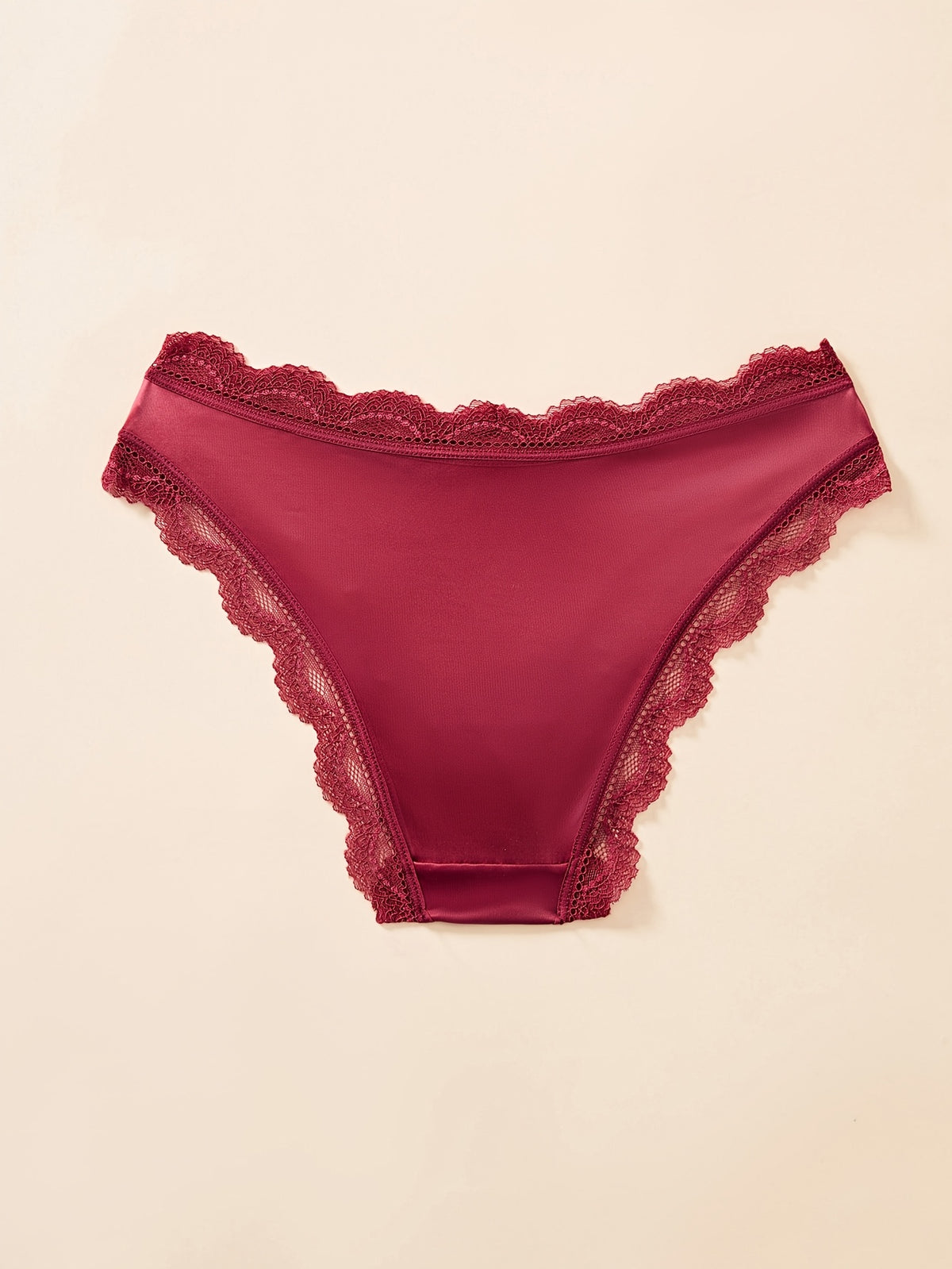 [Lace Trim Briefs] Women's Plus Size Slip-Through Patchwork Lace Trim Elegant Sexy Close-Fitting Comfortable Soft Briefs