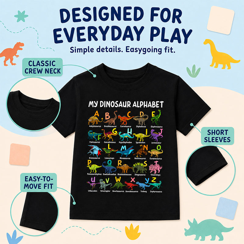 🔥🎁 New Arrival: Half-Price Offer 🔥 Children's T-shirt with Dinosaur and Letter Prints