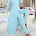 Autumn-Winter Casual Robe and Long Pants Set, High Slit Dress Set, Hair Needle Material, Suitable for Daily Wear, Home Casual Wear