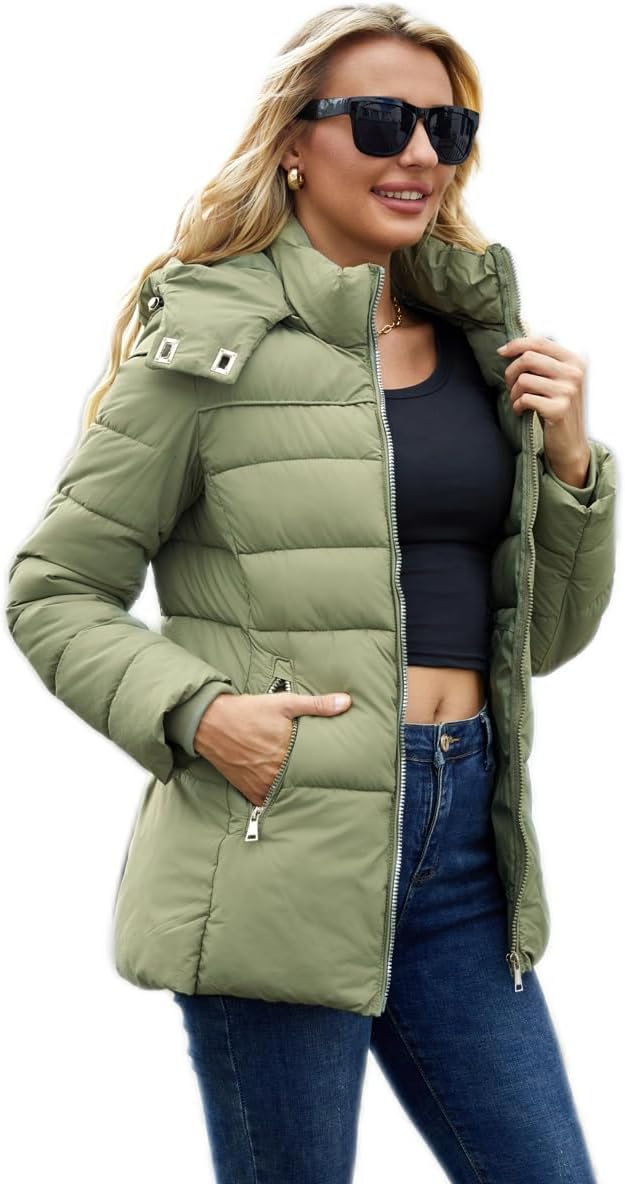 Packable Puffer with Hood Warm Lightweight