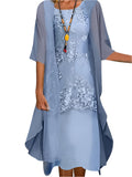 Cayenne | Lace Midi Dress with Sheer Sleeve Overlay for Women