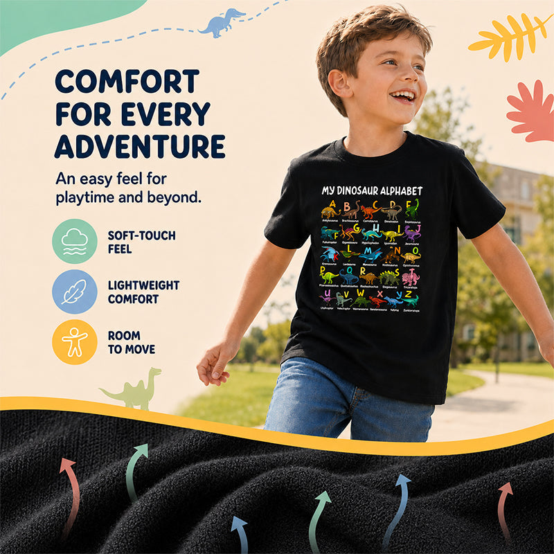 🔥🎁 New Arrival: Half-Price Offer 🔥 Children's T-shirt with Dinosaur and Letter Prints