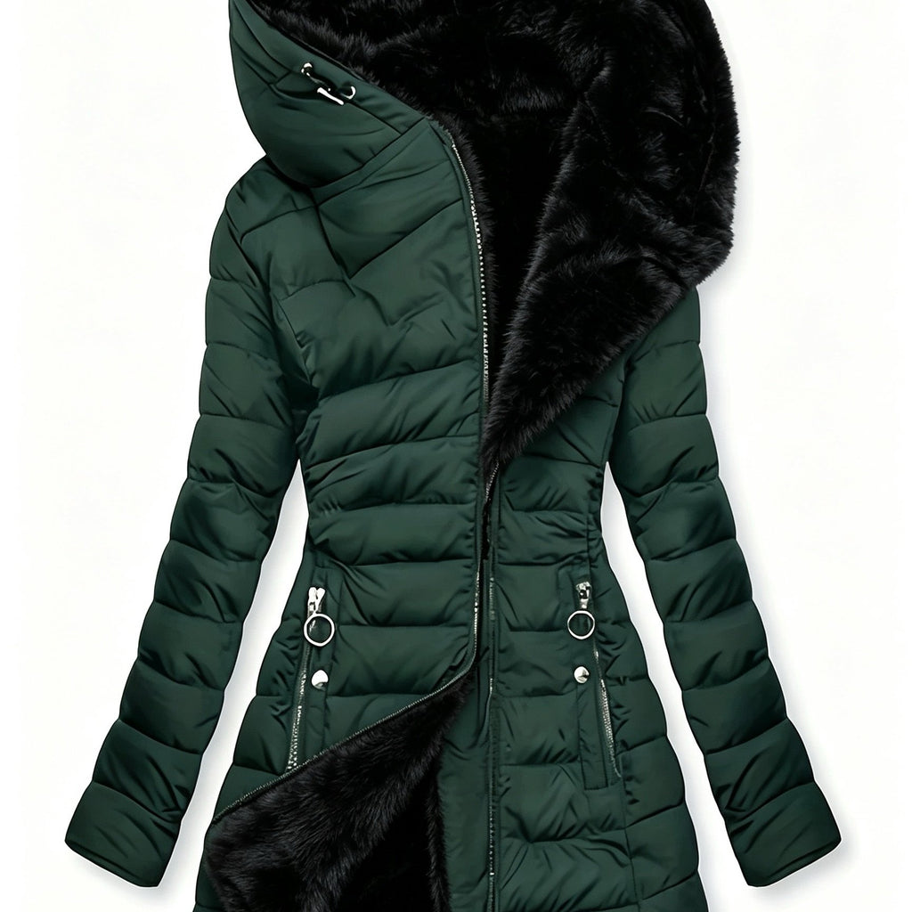 Women's Hooded Coat, Winter New Mid-Length Fleece-Lined Warm Loose, Selected Premium Fabric, Lightweight Warm Fashion Design, Contouring Fit, Suitable for Various Occasions, Whether Urban Commute Or Outdoor Leisure, Showcasing Your Unique Charm