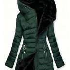 Women's Hooded Coat, Winter New Mid-Length Fleece-Lined Warm Loose, Selected Premium Fabric, Lightweight Warm Fashion Design, Contouring Fit, Suitable for Various Occasions, Whether Urban Commute Or Outdoor Leisure, Showcasing Your Unique Charm