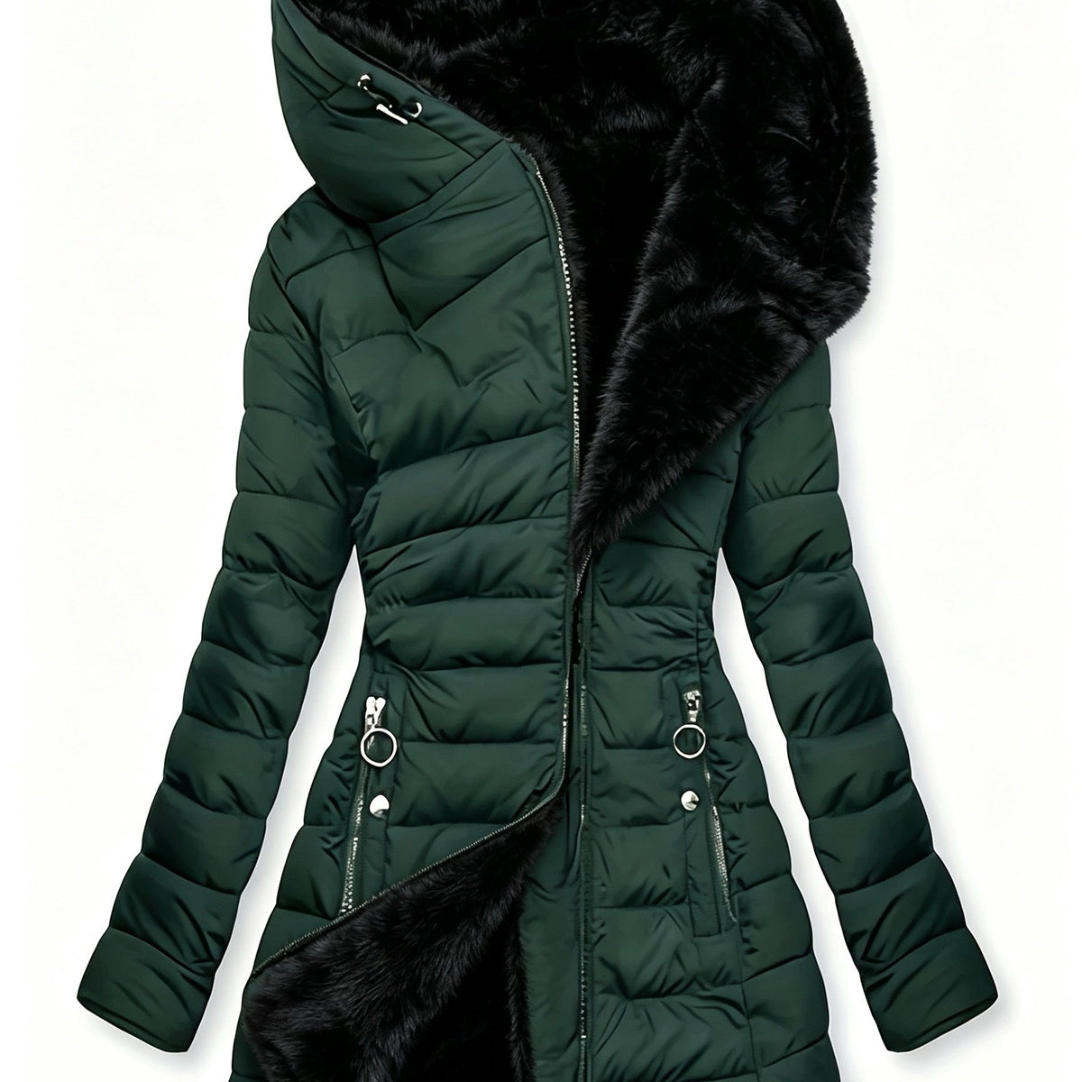 Women's Hooded Coat, Winter New Mid-Length Fleece-Lined Warm Loose, Selected Premium Fabric, Lightweight Warm Fashion Design, Contouring Fit, Suitable for Various Occasions, Whether Urban Commute Or Outdoor Leisure, Showcasing Your Unique Charm