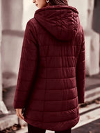 Women's Hooded Coat, Winter New Mid-Length Fleece-Lined Warm Loose, Selected Premium Fabric, Lightweight Warm Fashion Design, Contouring Fit, Suitable for Various Occasions, Whether Urban Commute Or Outdoor Leisure, Showcasing Your Unique Charm