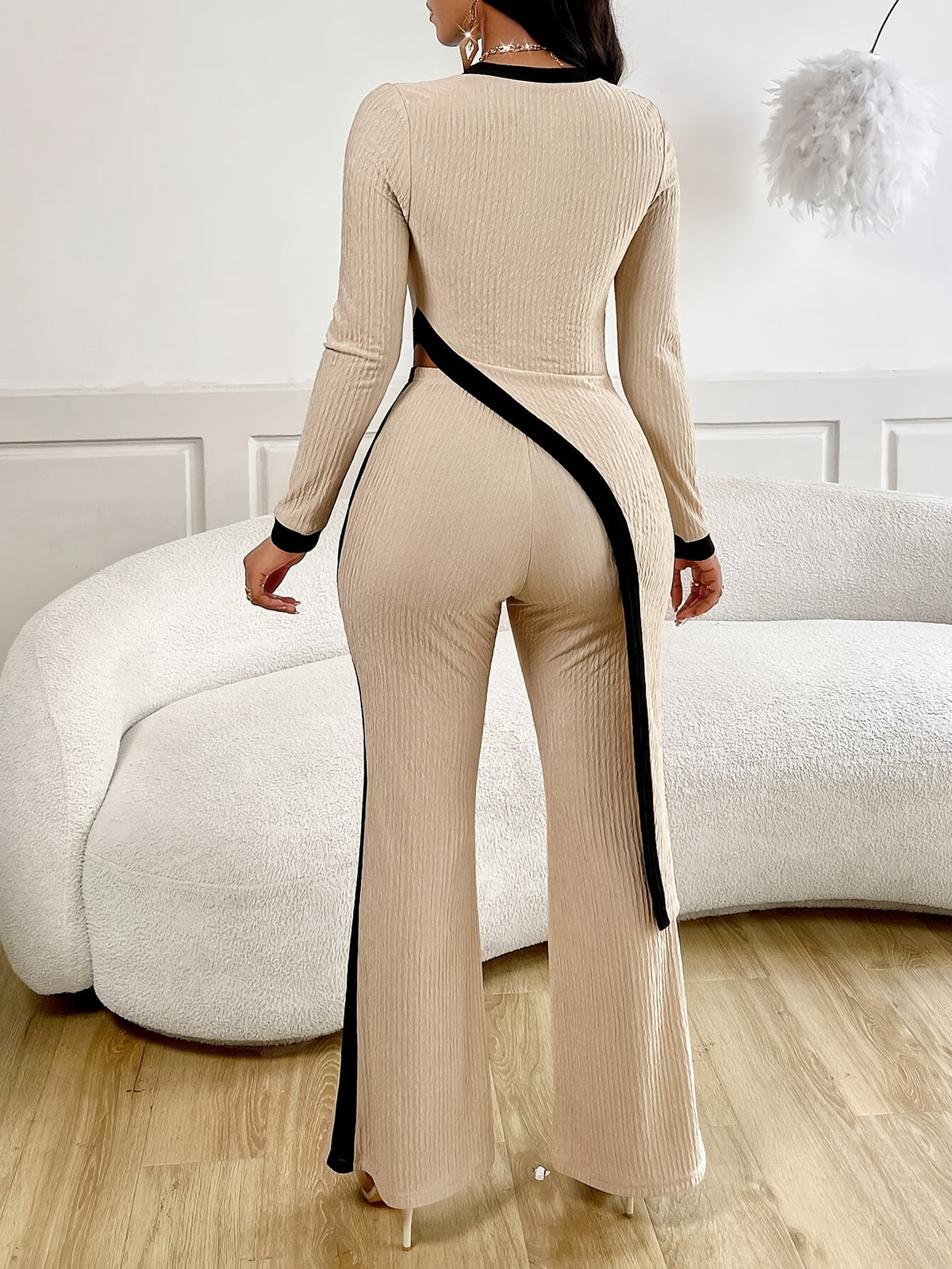 Women's Set • Asymmetrical Hem T-Shirt and Flared Pants